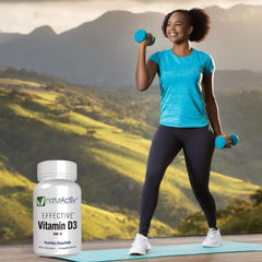 naturActiiv VIT D3 bottle pour demonstrating convenient daily use