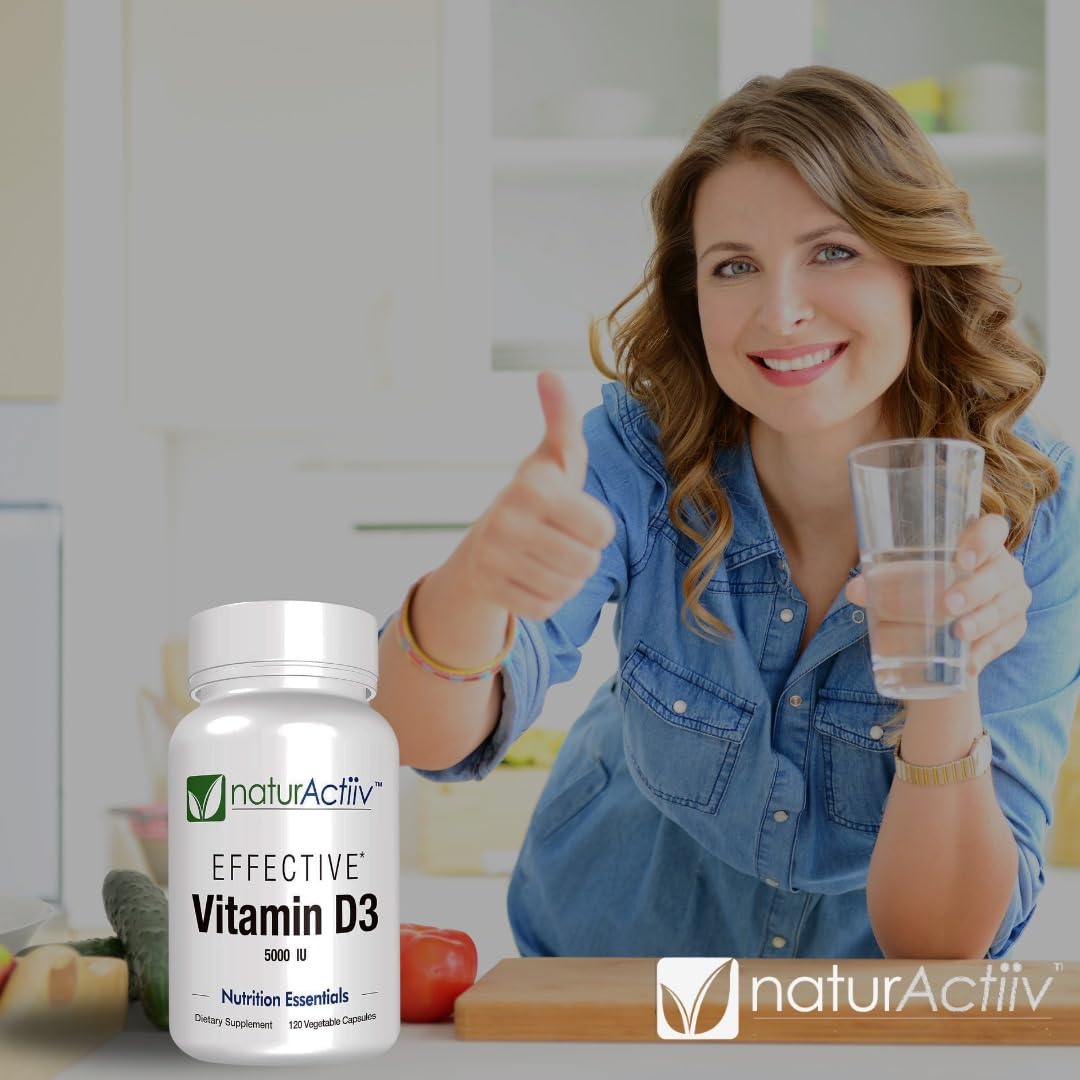 naturActiiv VIT D3 high-grade capsules indicating reliable absorption with meals