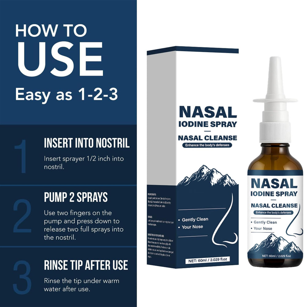Natura Derm iodine nasal spray travel-friendly box ready for trips.