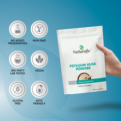 Naturafic Psyllium Husk Powder dissolving in water to form a smooth gel