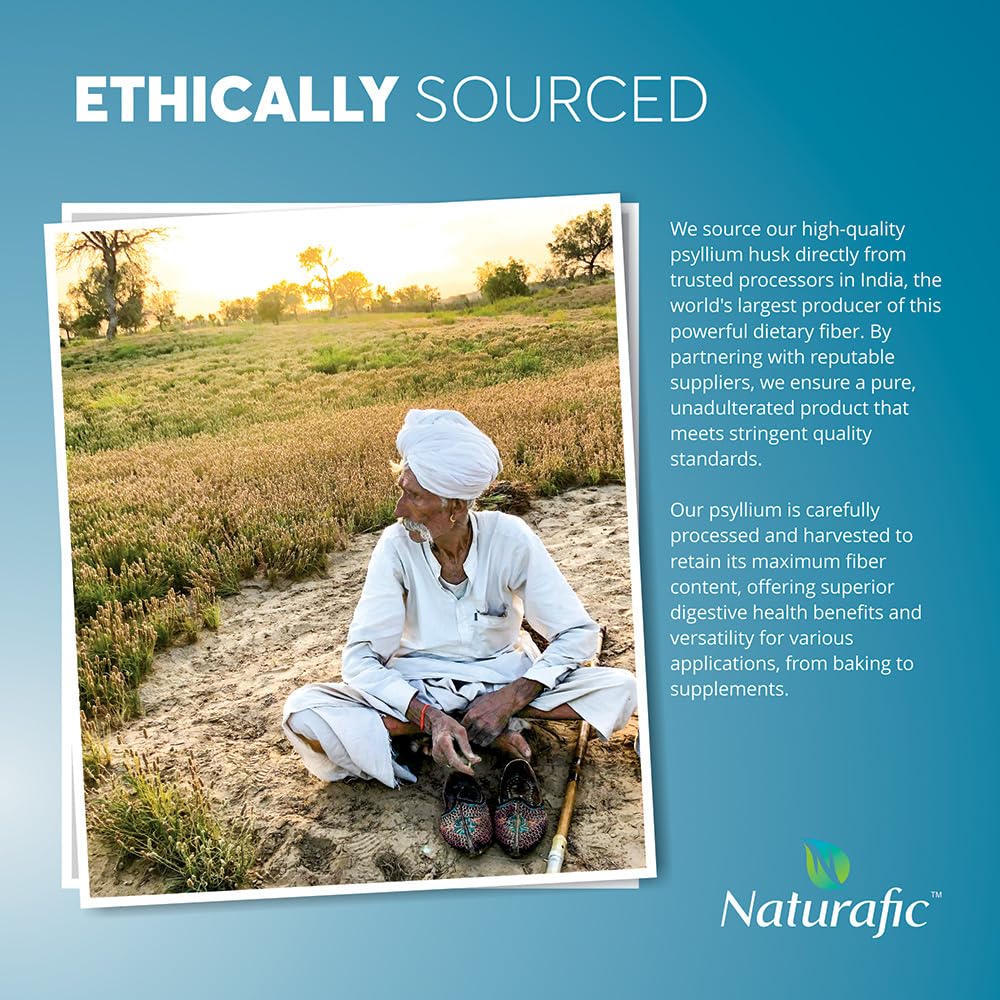 Naturafic Psyllium Husk Powder packaging front highlighting clean plant-based fiber