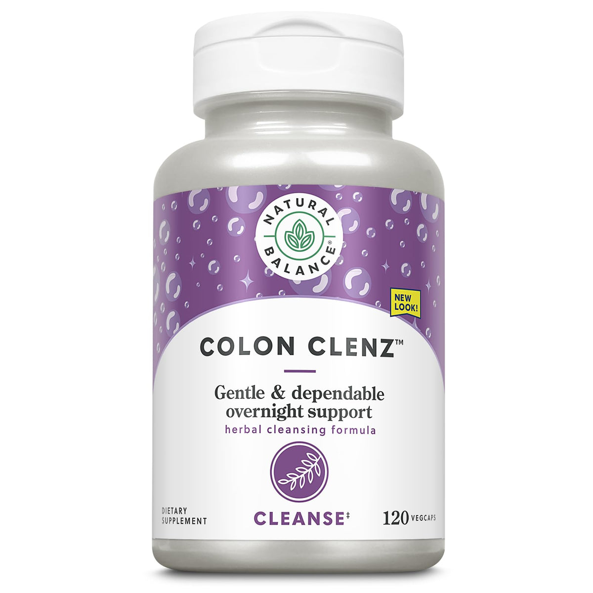 Natural Balance Colon Clenz bottle and capsules for gentle overnight cleanse.
