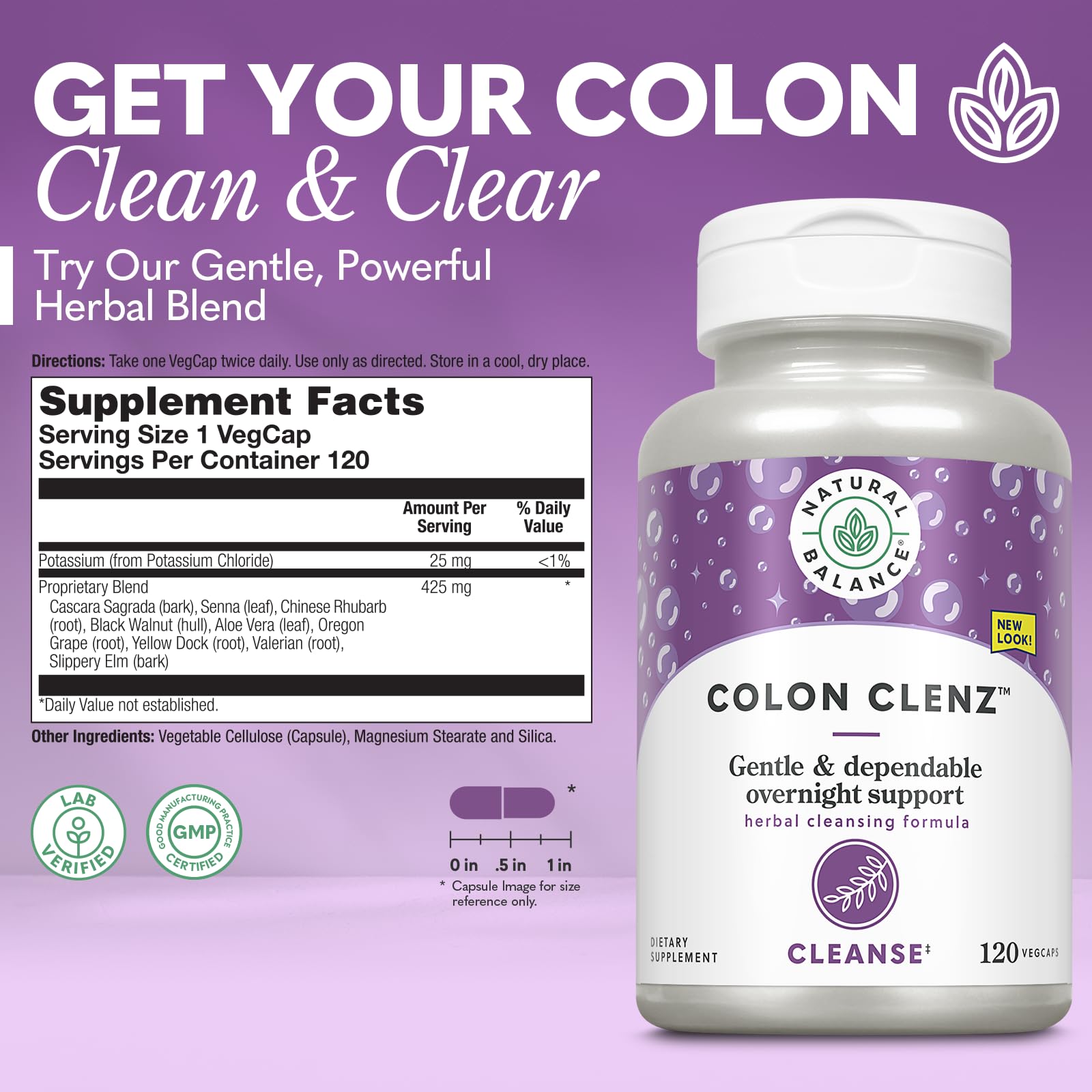 Natural Balance Colon Clenz capsules displayed for digestive wellness.