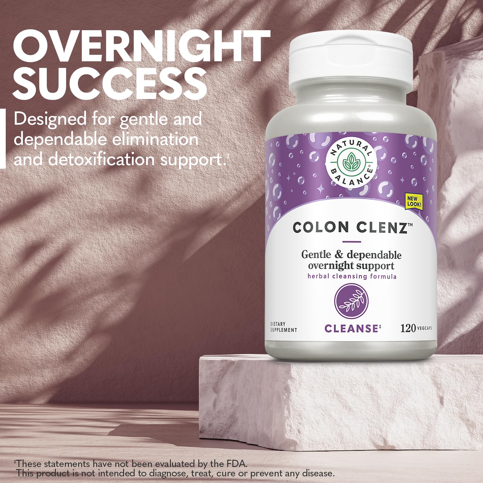 Natural Balance Colon Clenz label highlights herbs and 60-day guarantee.