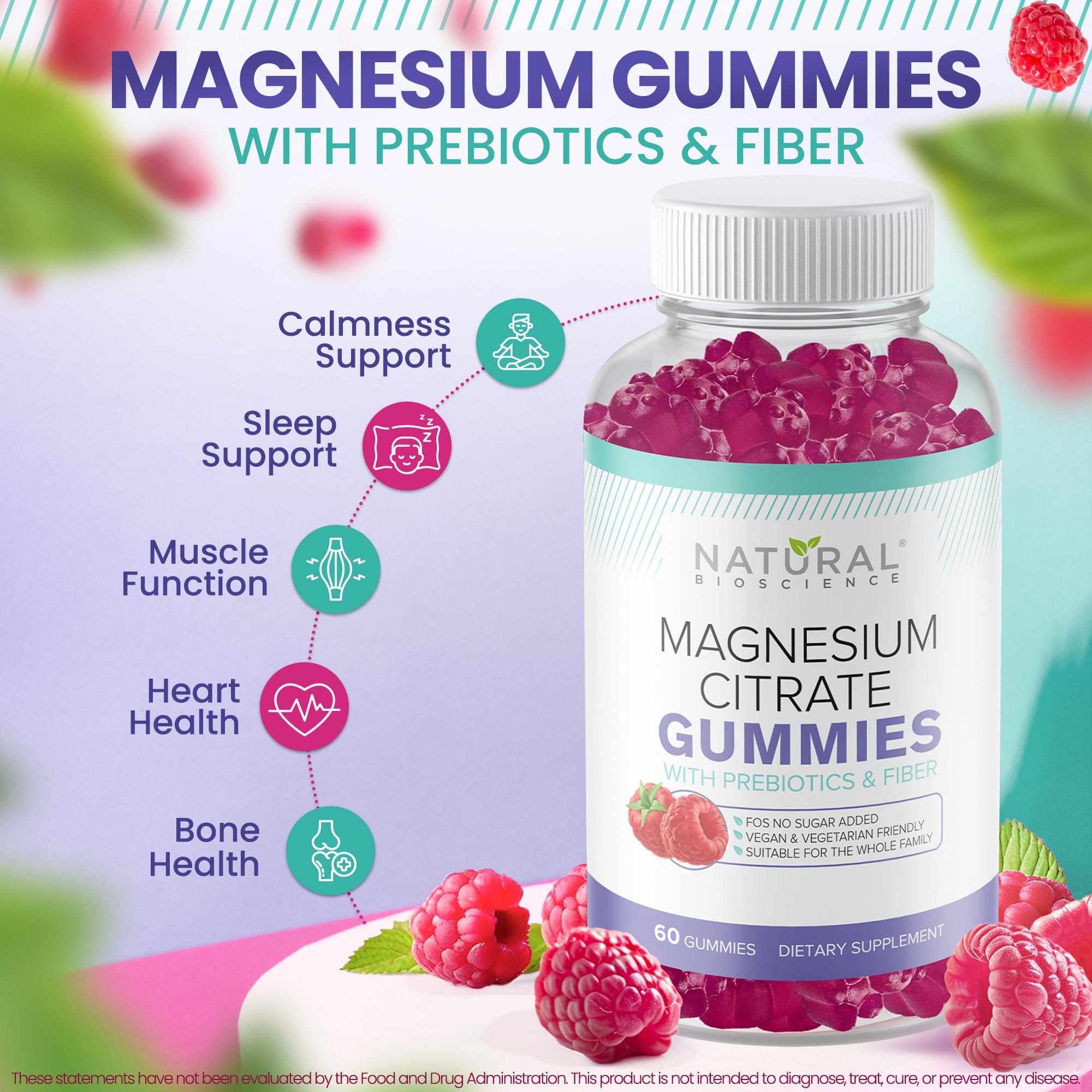 Natural BioScience Sugar-Free Magnesium Gummies pack highlighting sugar-free formula