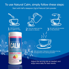 Natural Calm product label highlights rapid absorption and calcium balance support.