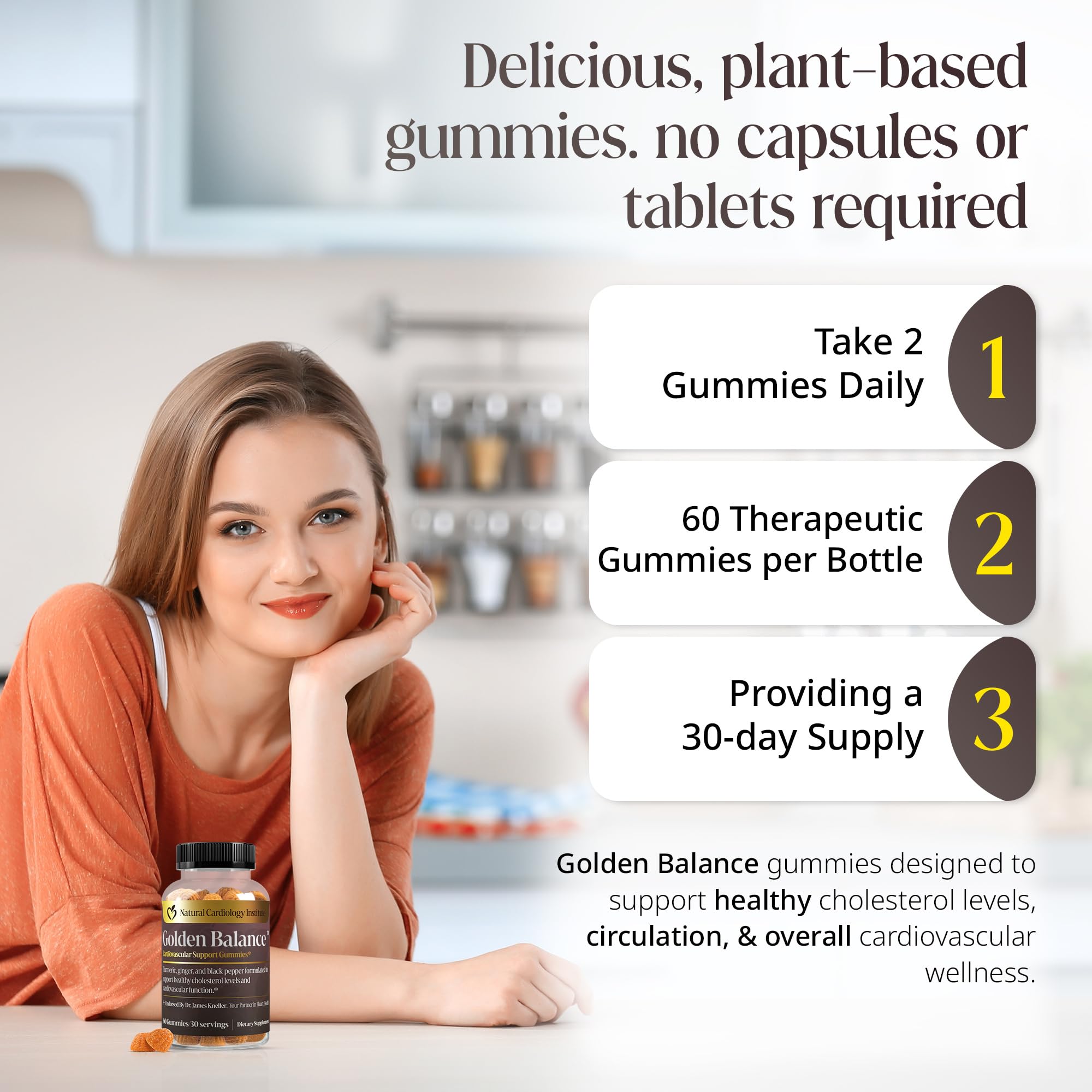 Golden Balance label detail showcasing turmeric, ginger, and pepper.