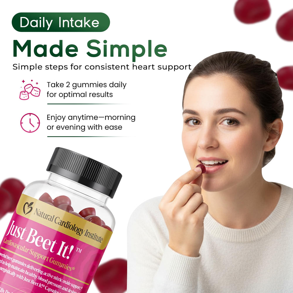 Just Beet It gummies with CoQ10 focus on energy support and beet root blend
