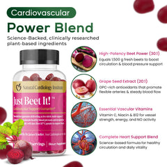 Grape-seed extract in Just Beet It supports antioxidant potential for cardio wellness