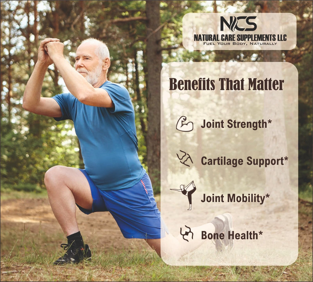 Natural Care Supplements Joint Aid packaging featuring chondroitin and MSM icons.