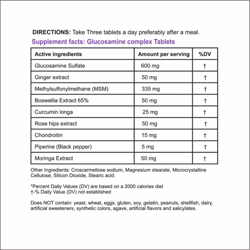 Natural Care Supplements Joint Aid information panel detailing ingredients and daily dosage.