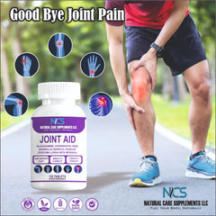 Natural Care Supplements Joint Aid tablet count shows dosage guidance for a comfortable daily routine.