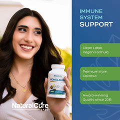Natural Cure Labs Monolaurin label details highlighting clean ingredients.