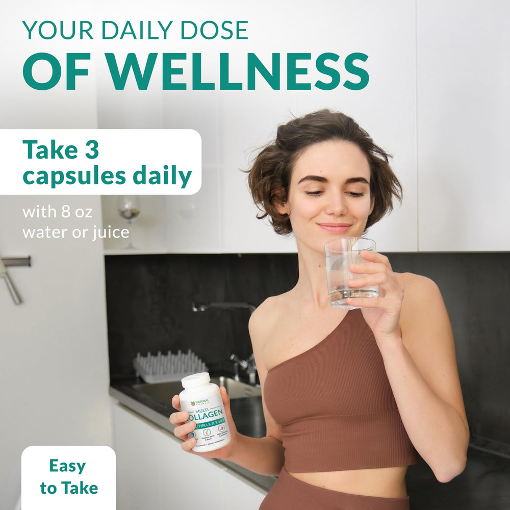 Natural Elements capsules close-up highlights 2025 mg per serving in each three-capsule serving.