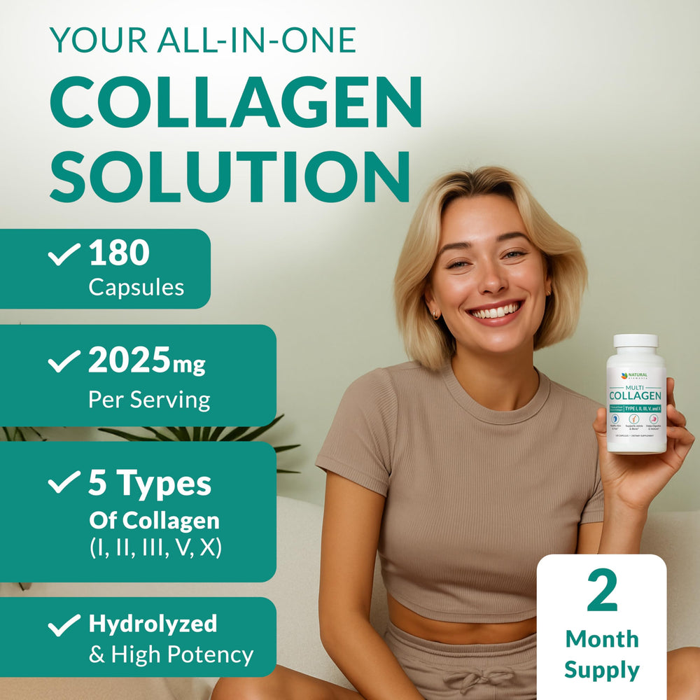 Natural Elements Multi Collagen ingredients close-up highlights hydrolyzed peptides from grass-fed beef.
