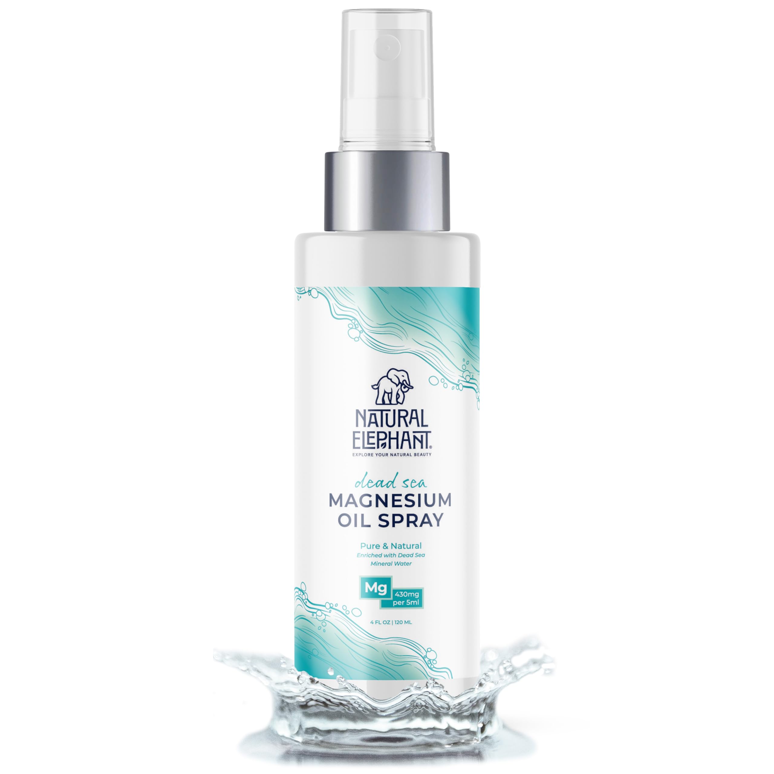 Natural Elephant magnesium oil used in a calming home spa moment.