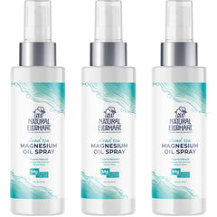 Natural Elephant Dead Sea magnesium oil spray bottle on countertop for convenient topical use.