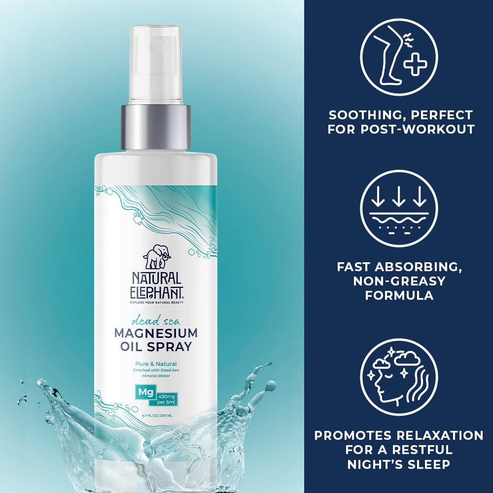 Natural Elephant magnesium oil application to skin for soothing after activity.