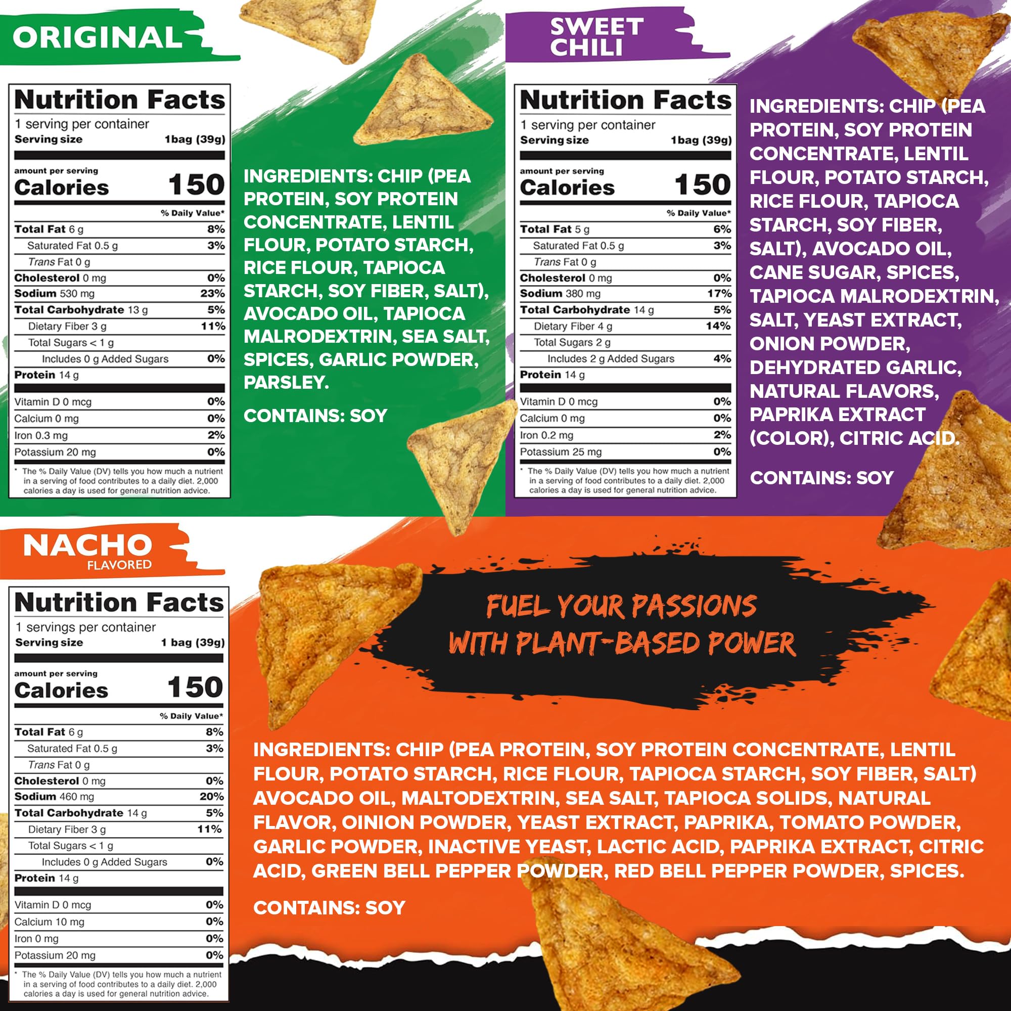 Natural Endurance Nacho flavor bag, bold taste with protein power.