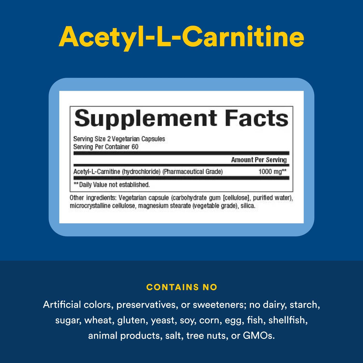 Natural Factors Acetyl L-Carnitine 500 mg packaging emphasizes convenient daily use.