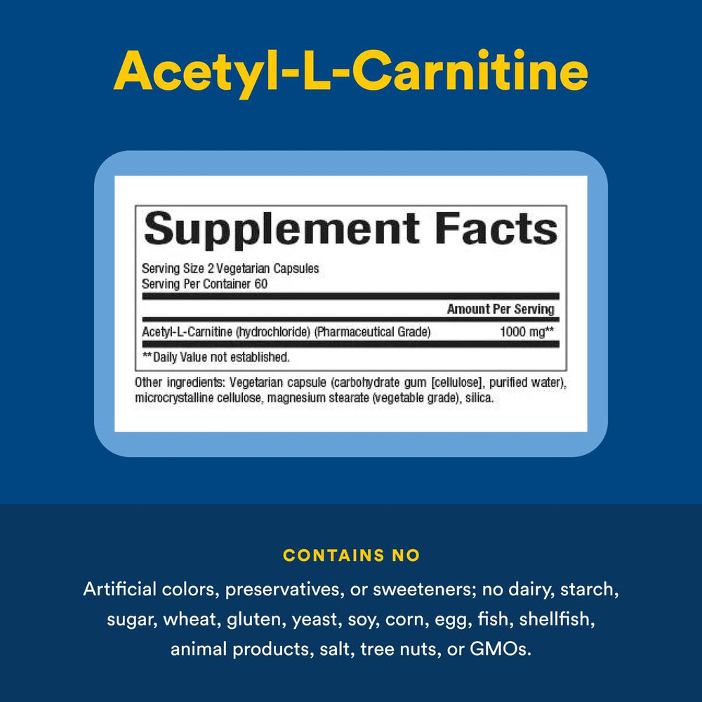 Natural Factors Acetyl L-Carnitine 500 mg packaging emphasizes convenient daily use.