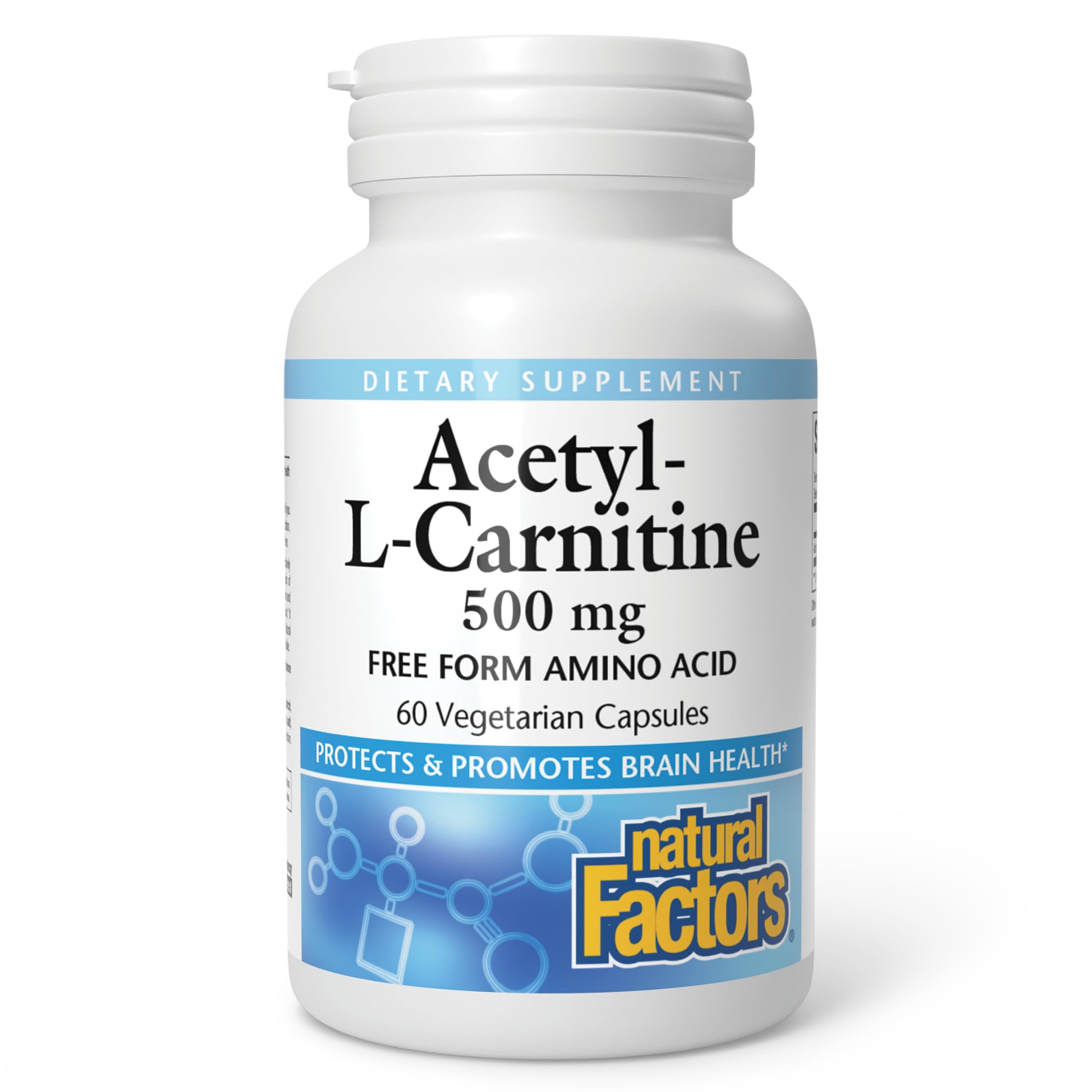 Natural Factors Acetyl-L-Carnitine bottle front supports mental energy