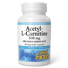 Natural Factors Acetyl-L-Carnitine bottle front supports mental energy