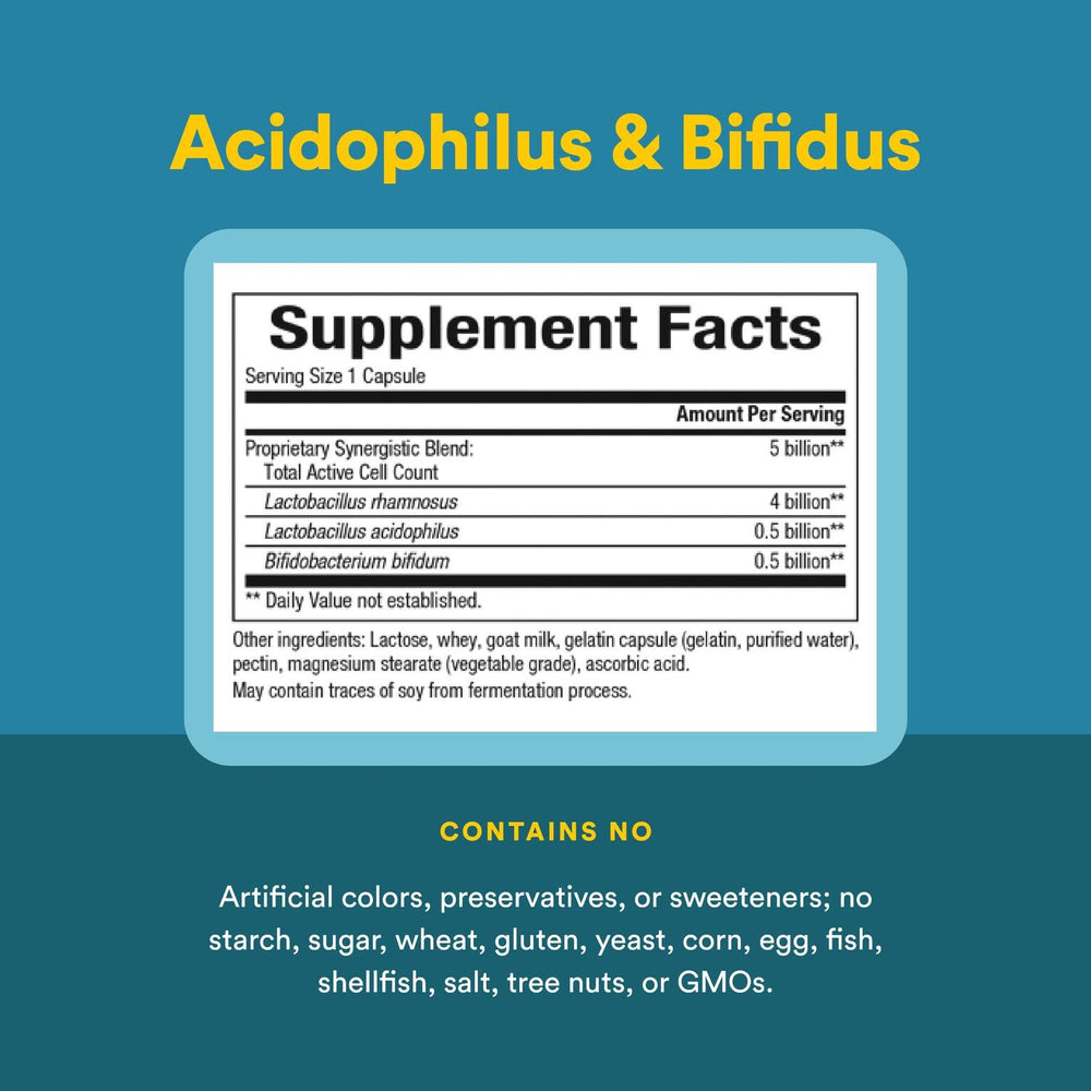 Natural Factors acidophilus-bifidus capsules close-up for easy daily use