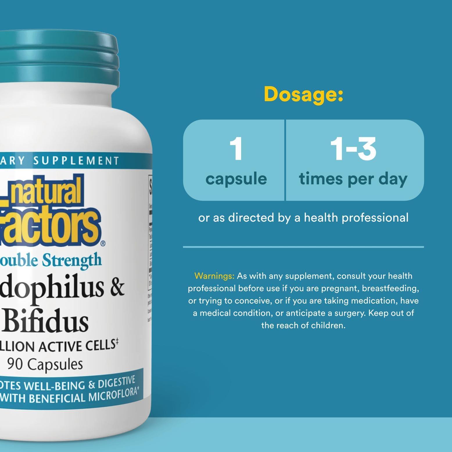 Natural Factors goat milk icon indicates probiotic microflora support