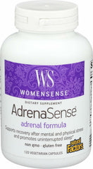 Natural Factors AdrenaSense bottle label showing vegan, non-GMO adrenal support.