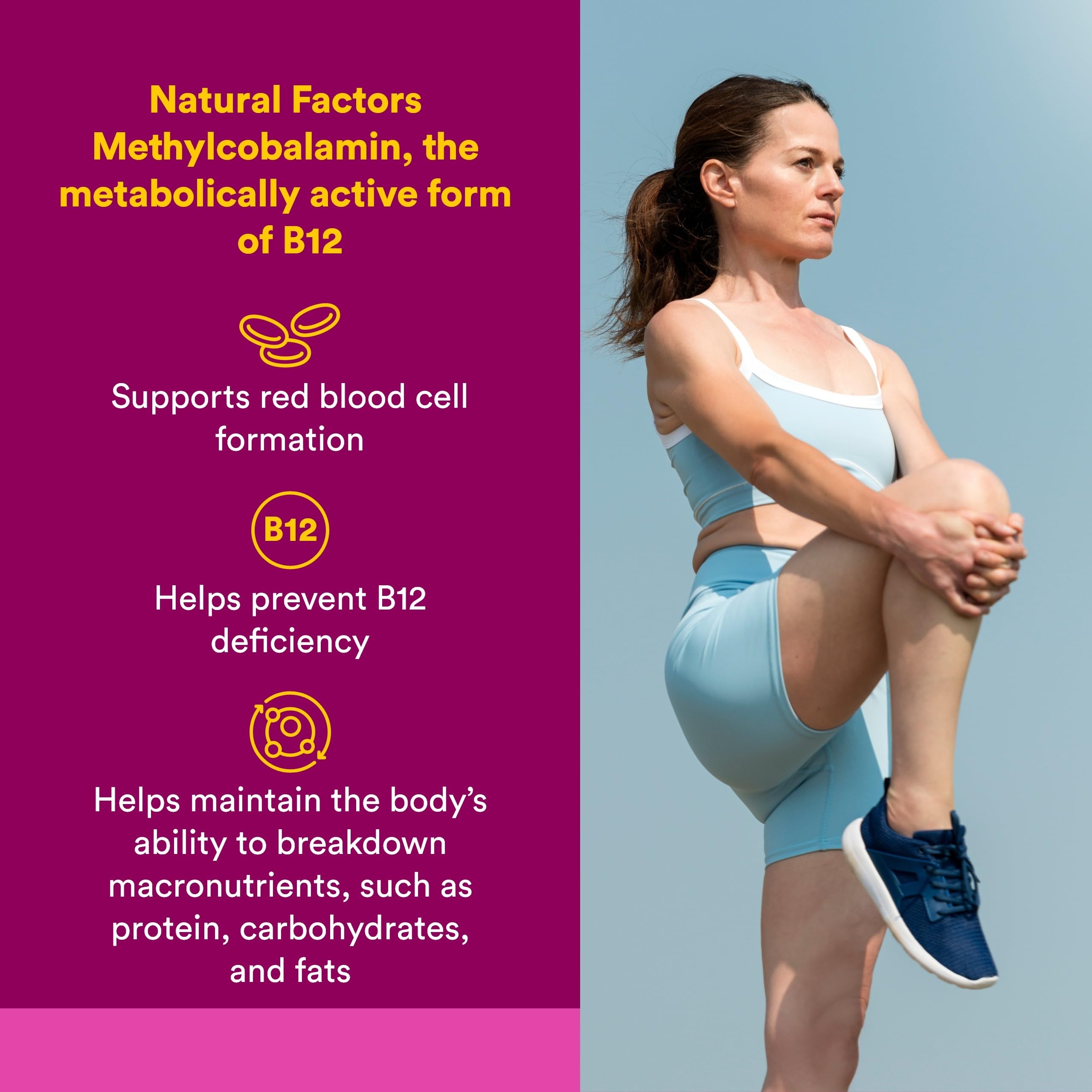 Close-up of Natural Factors B12 chewable tablets highlighting texture.