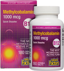Natural Factors B12 methylcobalamin 1,000 mcg bottle for daily use