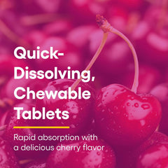 Natural Factors packaging box highlighting cherry flavor and convenience