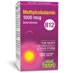 Natural Factors B12 methylcobalamin chew tablet for easy daily supplementation.
