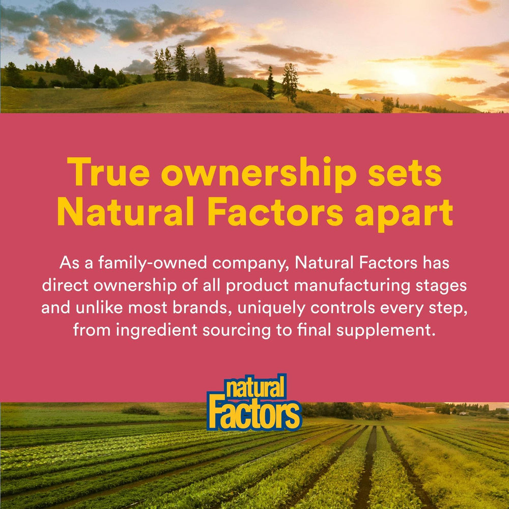 Natural Factors B Corp seal indicating responsible production