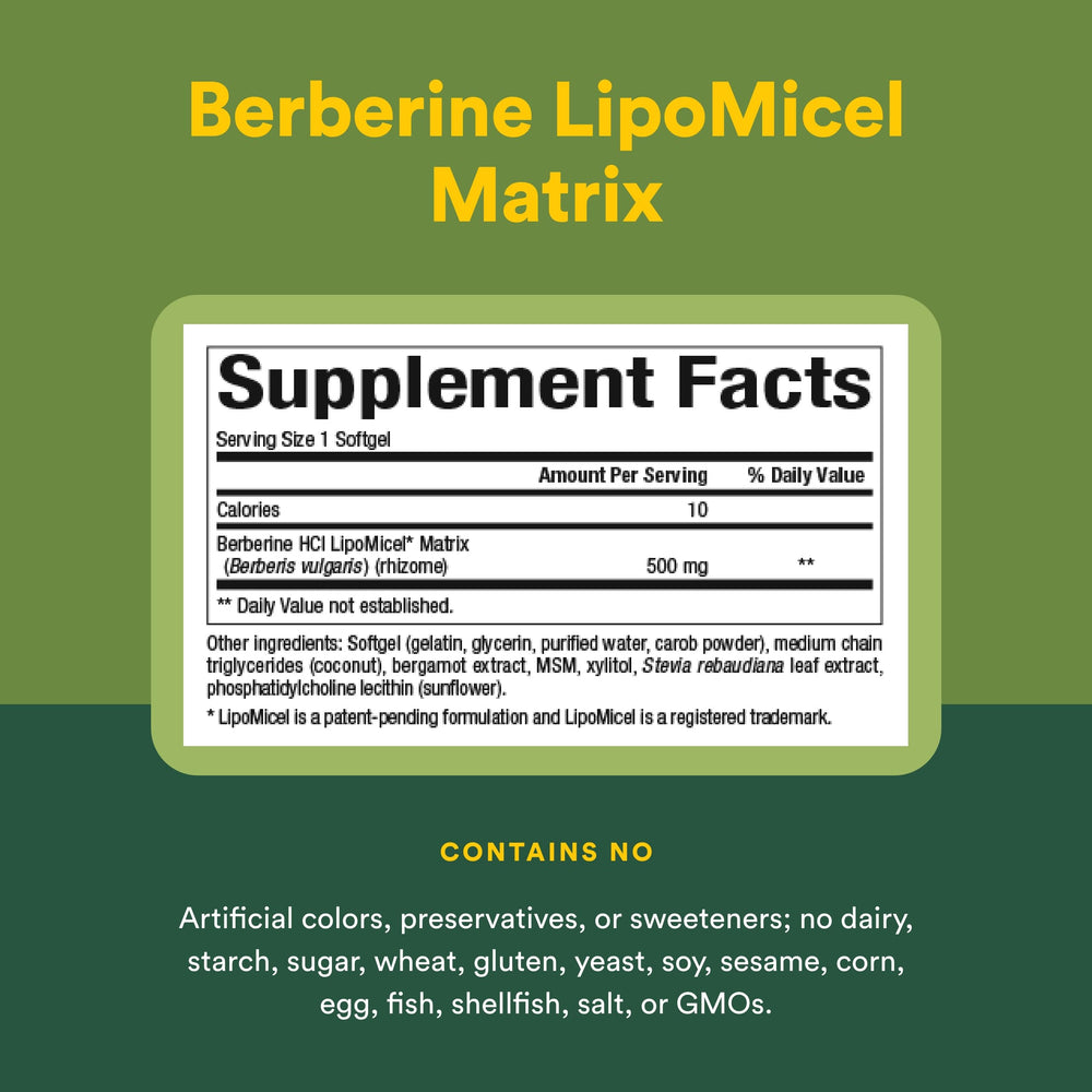 Natural Factors Berberine LipoMicel serving size guide for easy dosing.