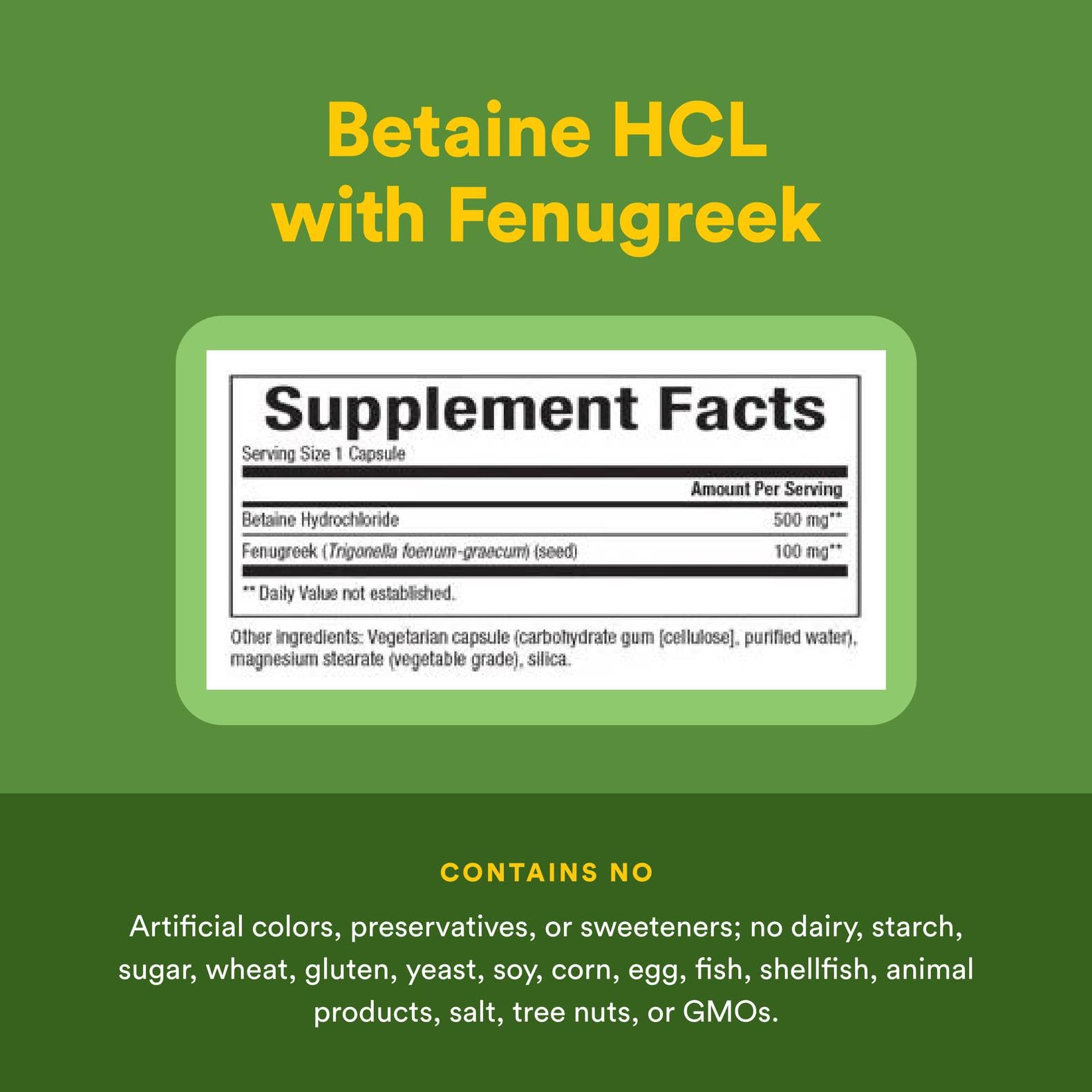 Natural Factors Betaine HCL fenugreek ingredient illustration for digestion