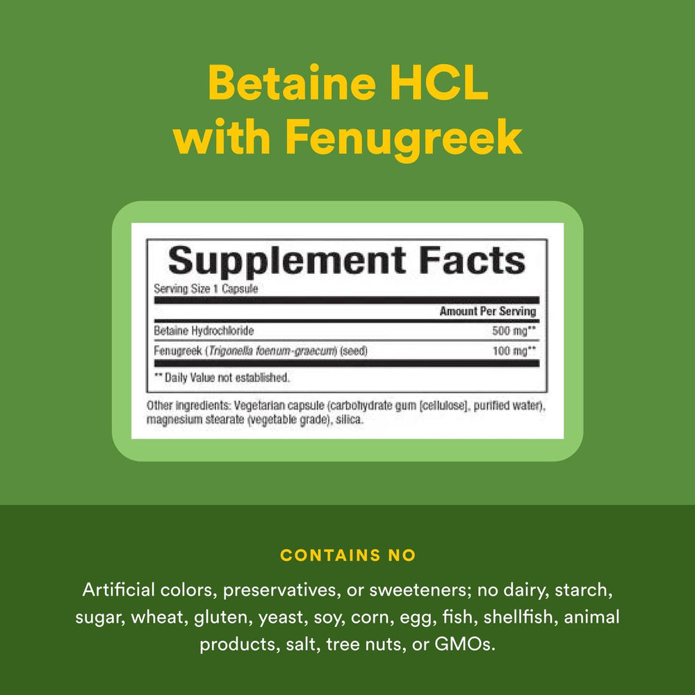 Natural Factors Betaine HCL fenugreek ingredient illustration for digestion