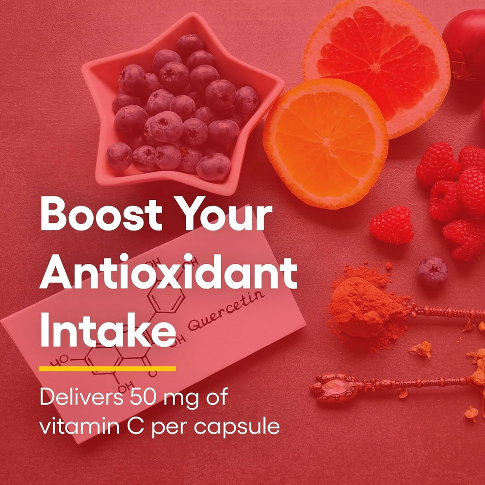 Natural Factors Bioactive Quercetin EMIQ with Vitamin C signals immune support potential.