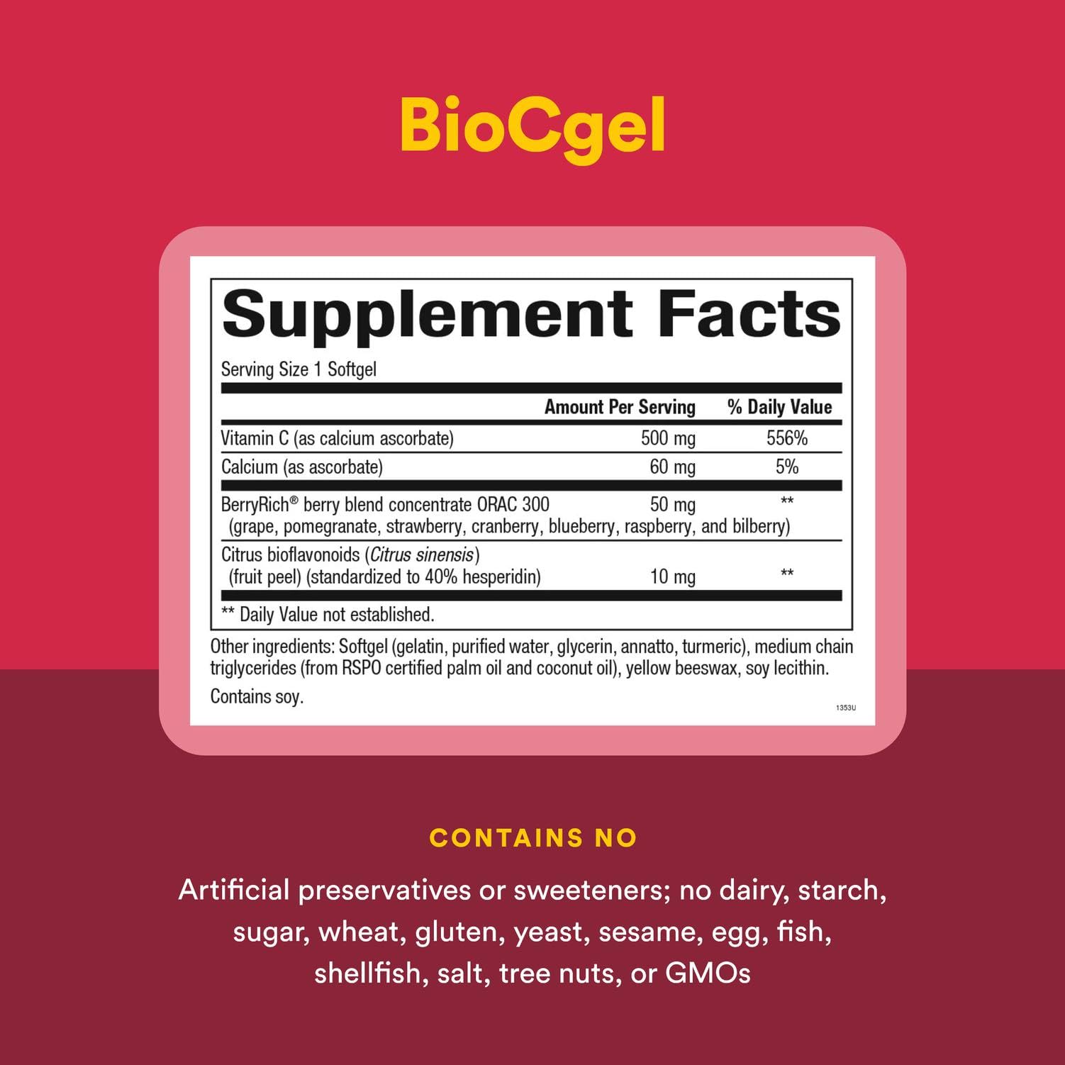 BioCgel ingredients and BerryRich blend visible on label.