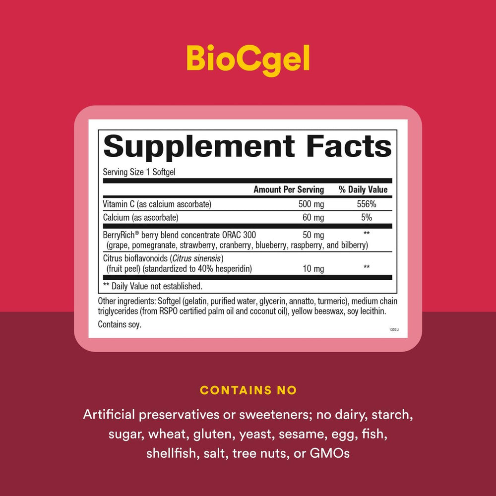 BioCgel ingredients and BerryRich blend visible on label.