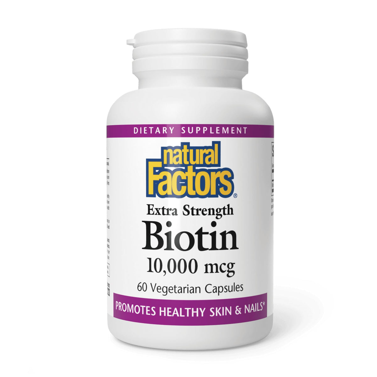 Natural Factors Biotin 10000mcg bottle for daily hair, skin, and nails support