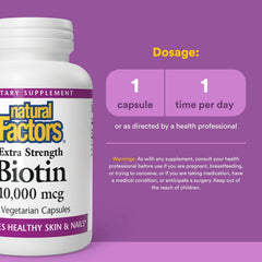 Natural Factors Biotin capsules pack ready for on-the-go daily use
