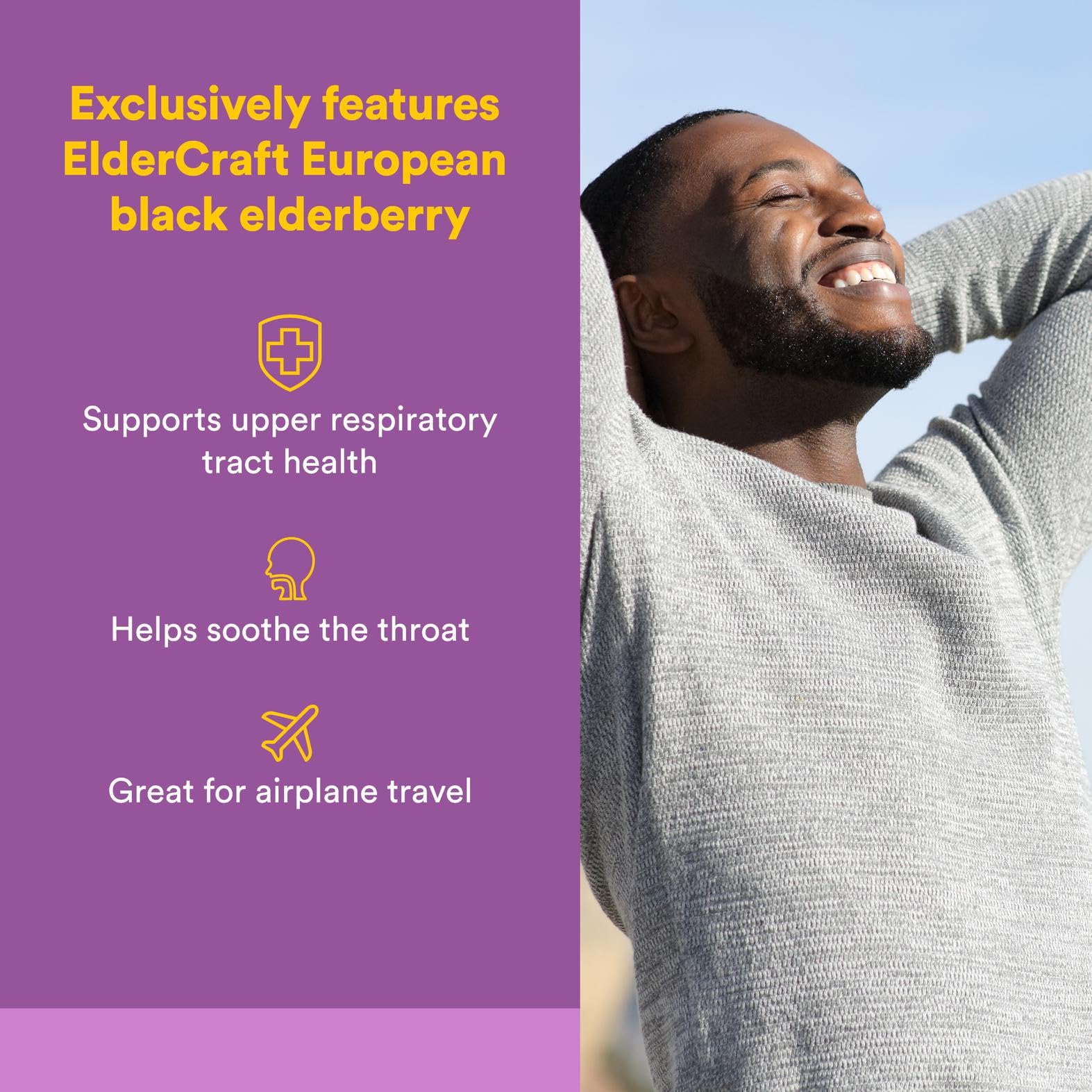 Natural Factors Black Elderberry capsules for convenient daily intake on the go.