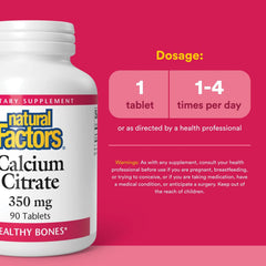 Natural Factors Calcium Citrate label closeup highlights organic formulation and long shelf life.