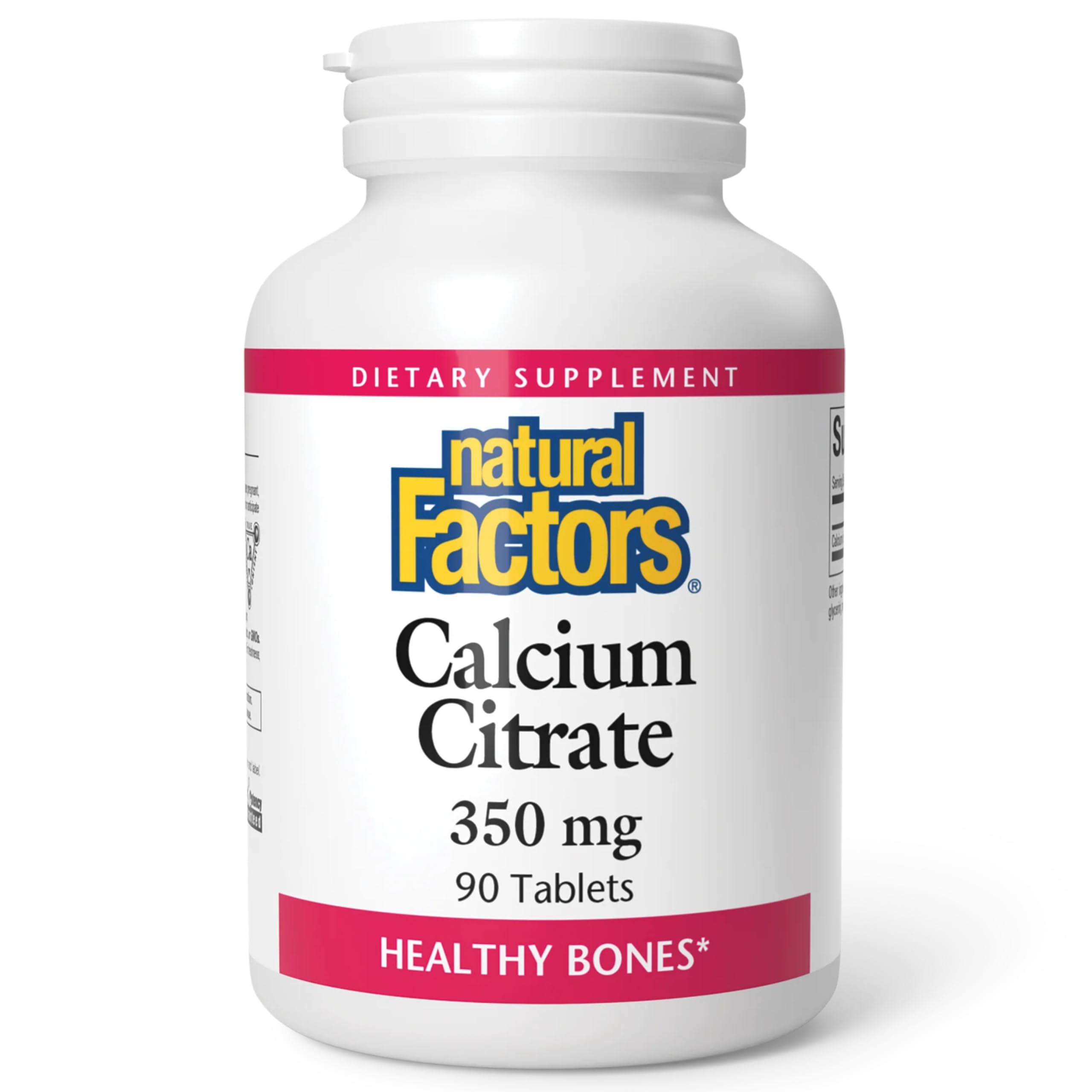 Natural Factors Calcium Citrate tablets on a clean background may support bone health.