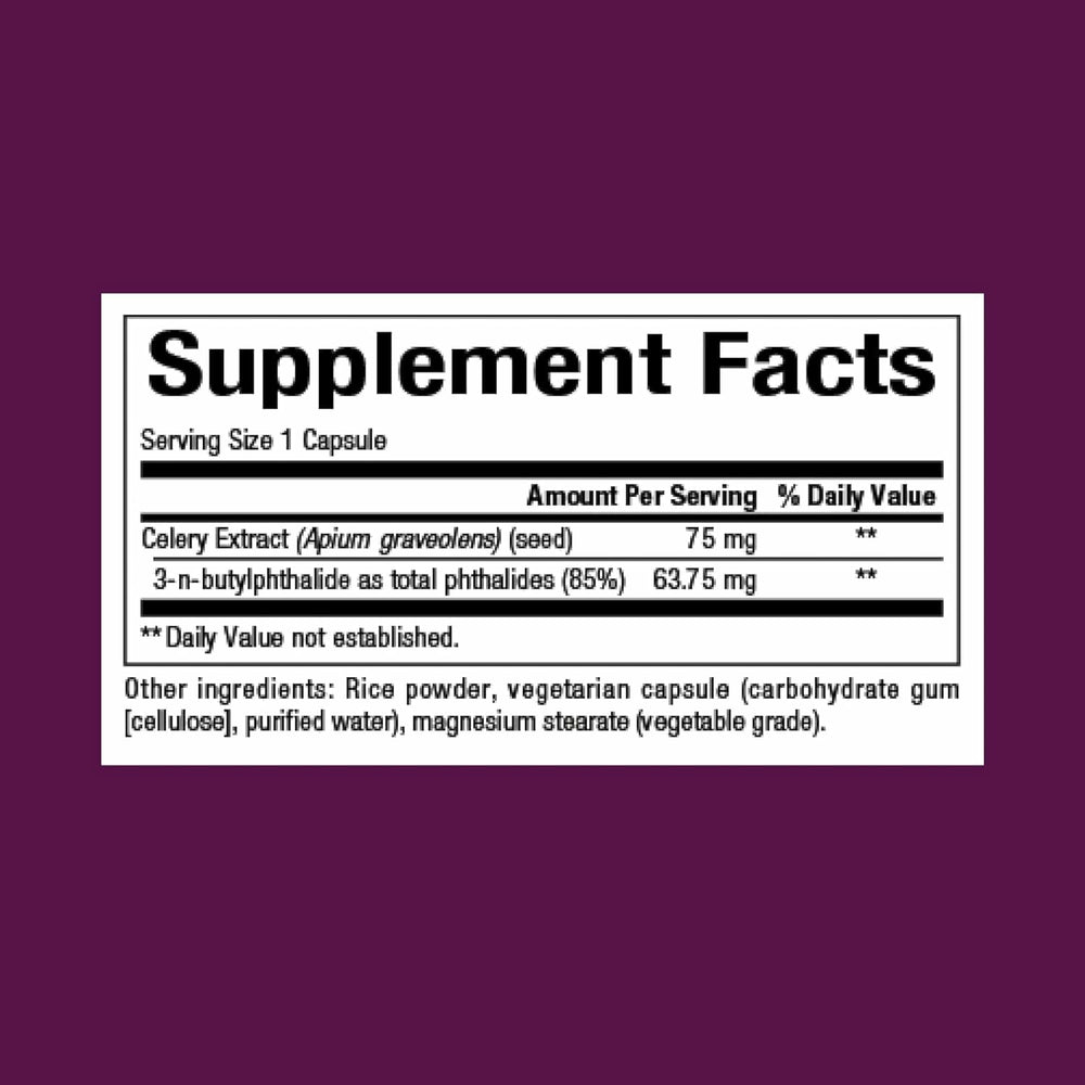 Natural Factors celery seed extract capsules arranged for easy daily dosing