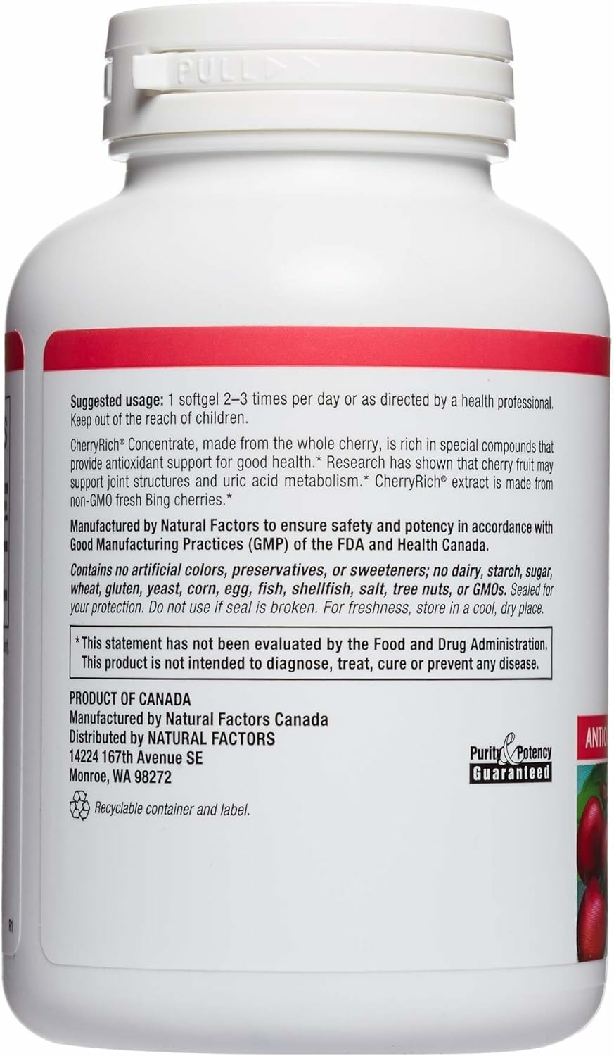 Close-up of CherryRich label highlighting 36to1 extract potency.