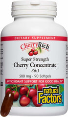 CherryRich softgels with a glass of water for easy daily intake.