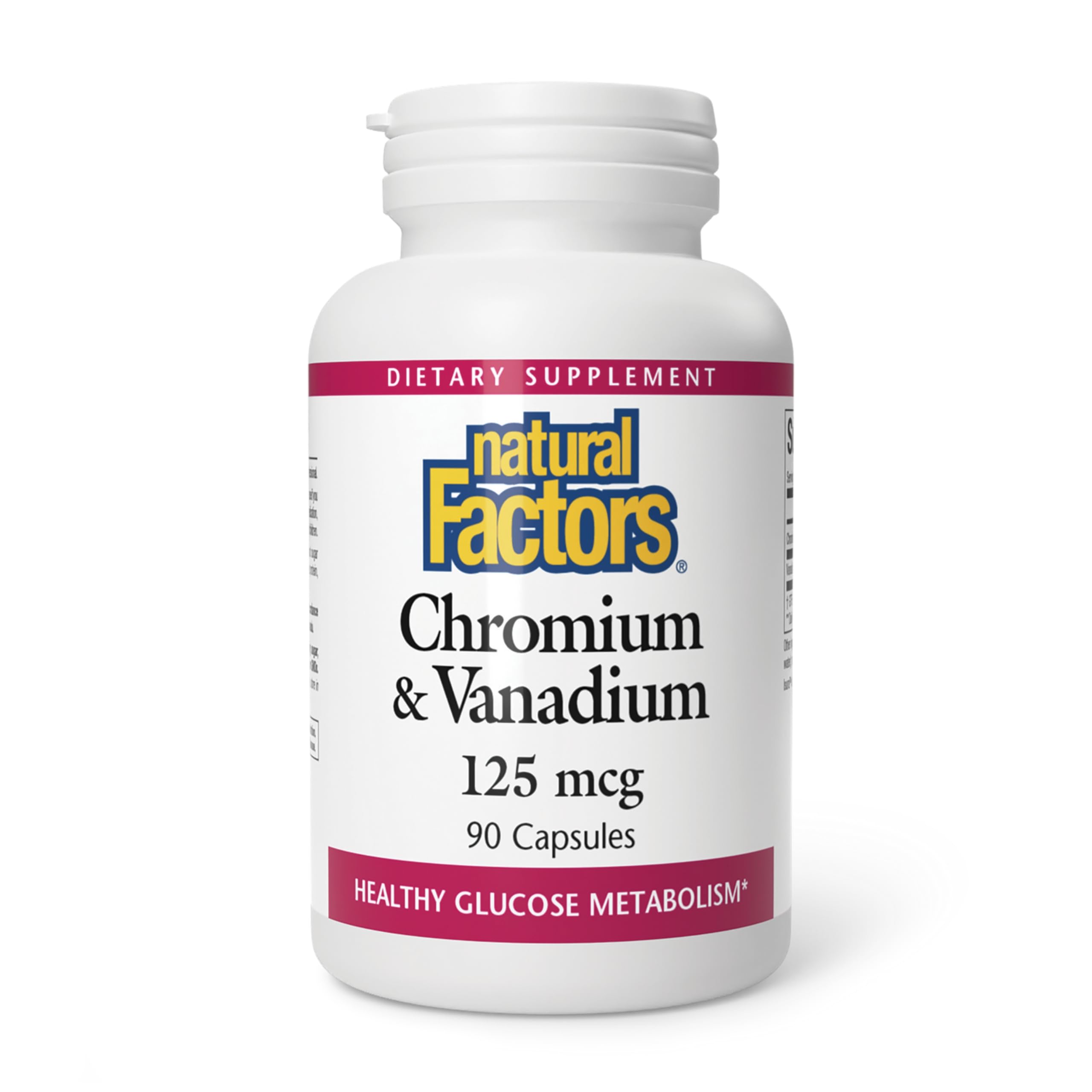 Natural Factors Chromium & Vanadium bottle; potential metabolism support for daily energy.